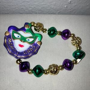 Joker Jester Mardi Gras New Orleans Vintage Bbd Two Side Stretch Bead Bracelet